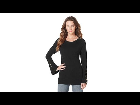 DG2 by Diane Gilman Flared Sleeve Sweater with Pocket