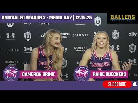 Paige Bueckers & Cameron Brink: Unrivaled Media Availability | Breeze BC | 12.15.25 Ballers Magazine