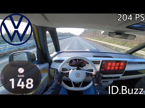 2023 VW ID.Buzz Pro (204 PS) POV Testdrive AUTOBAHN Beschleunigung & Topspeed