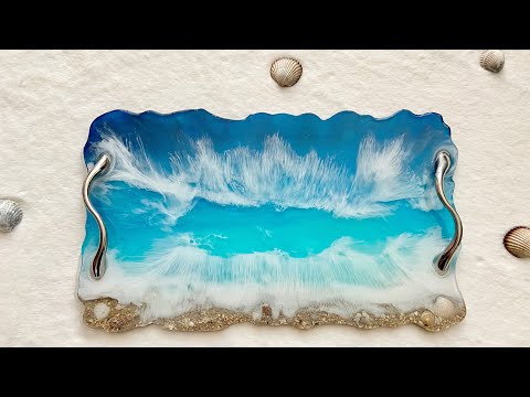 Beautiful Lacing in This Resin Ocean Serving Board