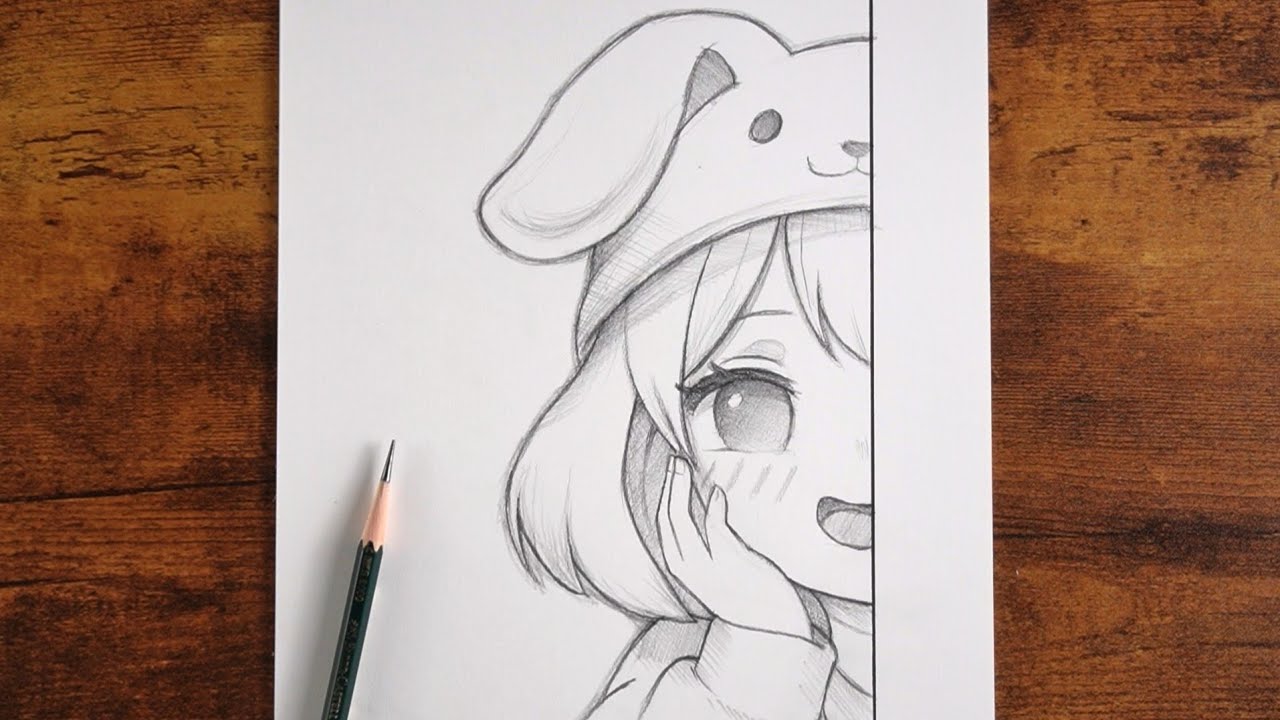 How to Draw a Cute Anime Girl with Bunny Hat 🐰✏️ | Easy Pencil Sketch Step by Step