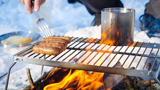 Cooking Breakfast on a Winter Campfire | 4K Relaxing ASMR