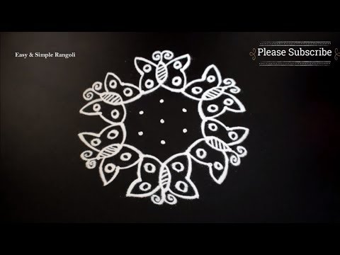 Simple Butterfly Rangoli Design with 7X4 Dots | Kolam with Dots | Easy Kolam Designs | Muggulu Video