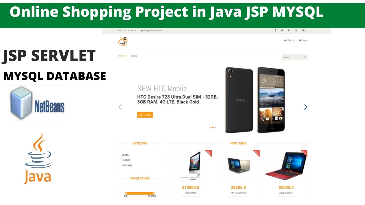 Online Shopping Project in Java JSP Servlets Mysql, Netbeans Source Code