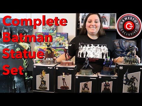 COMPLETE set of GameStop Exclusive Batman Statues (Batman, Joker, Batgirl, Cat Woman, Harley Quinn)