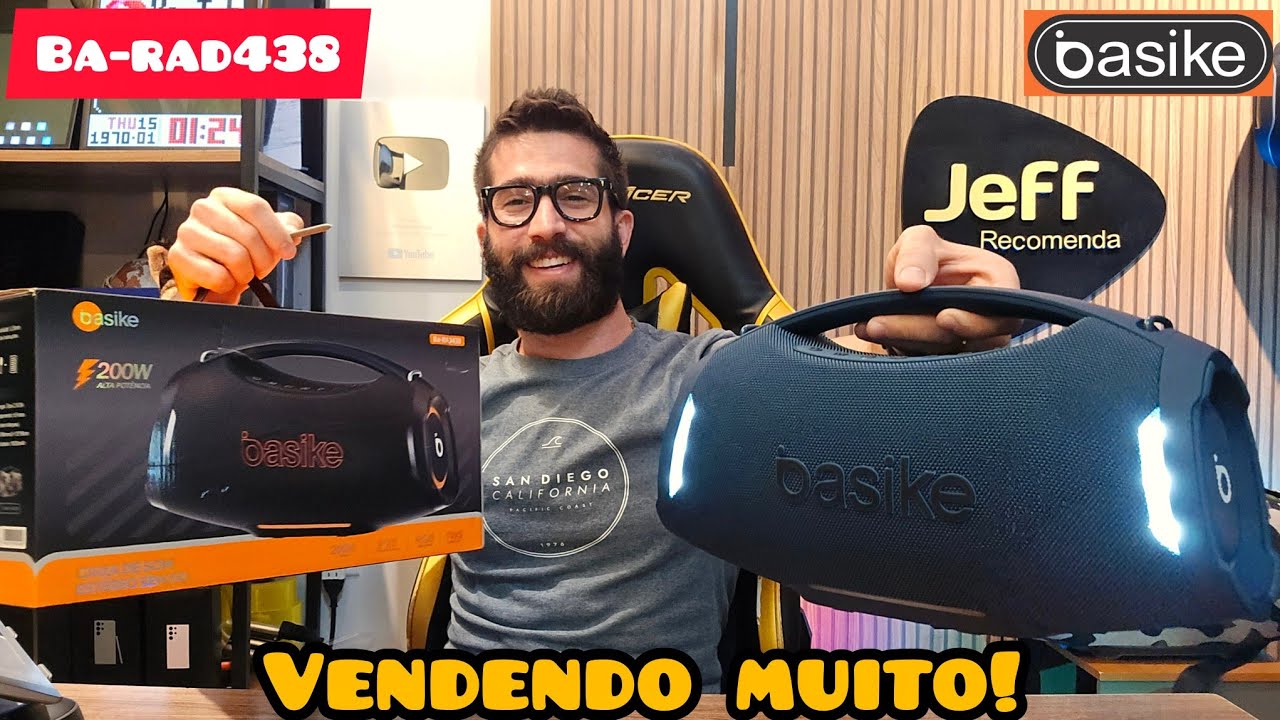 Miniatura da avaliação em vídeo de Caixa de Som Basike 120W RMS com Subwoofer (Preto)