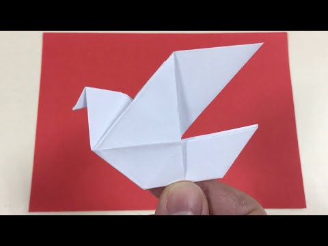 Origami Friedenstaube falten mit Papier, Taube basteln, Vogel basteln