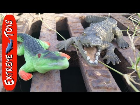 Alligator and Crocodile Toys from the Sewer chase Kids at the Park! Silent Film Style Video