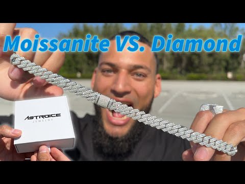UNBOXING & REVIEW: NEW Moissanite ICED OUT 12MM Prong Set Cuban Link🥶 | Moissanite VS. Diamonds?💎