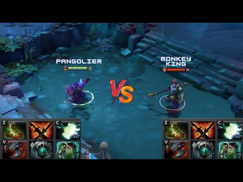Dota 2 | Pangolier vs Monkey King lvl 30 | Normal Attacks Only | Same Full Items