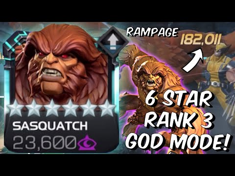 6 Star Rank 3 Sasquatch FULLY BOOSTED GOD MODE DESTROYS EVERYTHING - Marvel Contest of Champions