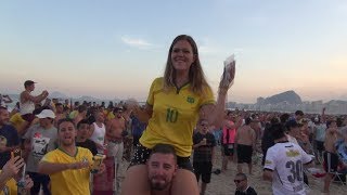 Crazy Argentinians fan party on copacabana beach in Rio (Brazil 2014)