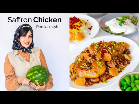 Chicken and Saffron rice (an ancient Iranian Food)| PERSIAN CHICKEN & Barberry Rice, Zereshk Polo π