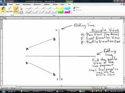 Descriptive Geometry 1 Monge's Procedure to find a line segment in a principle view