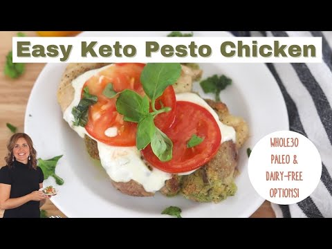 Easy Keto Pesto Chicken {Paleo, Whole30, & Dairy-Free Options!}