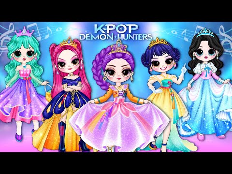 Kpop Demon Hunters: Huntrix & Saja Boys Glow Up Into Princesses | DIY Fashion Paper Dolls