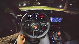 2025 Porsche 911 Carrera T (6-Speed Manual 992.2) - POV First Driving Impressions (Night Drive)