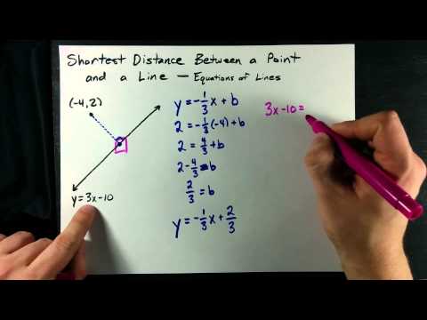 Shortest Distance between a Point and Line - Equations of Lines