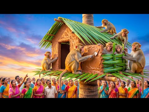 Indian Expert Monkeys Build a Traditional Mud Hut on the World’s Tallest Palm Tree [4K]