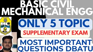 Basic Civil & Mechanical Engineering DBATU Most Important Questions | DBATU Bcme Questions