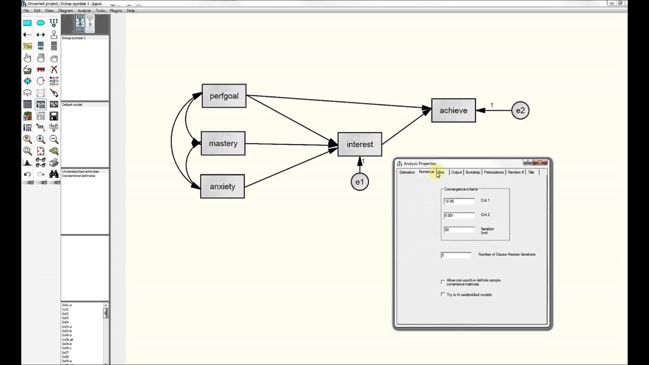 path analysis with AMOS (structural equation modeling program) when you have complete data