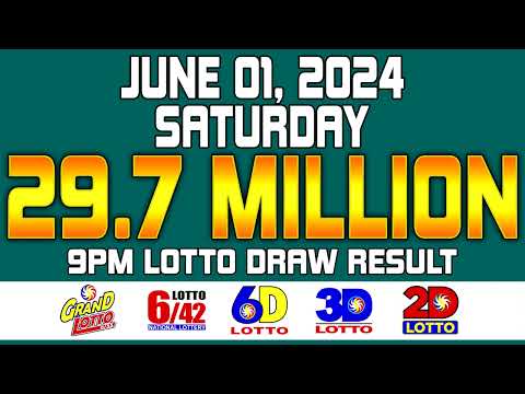 9PM PCSO Lotto Result Today June 01, 2024 Grand Lotto 6/55, Lotto 6/42 SATURDAY