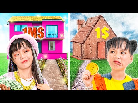 $1 vs $1,000,000 One Colored House Challenge!! Rich Kid Vs Poor Kid...Which House The Best?