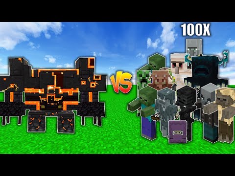 GOLEM | NETHERITE MONSTROSITY vs All MOBS in Minecraft x100