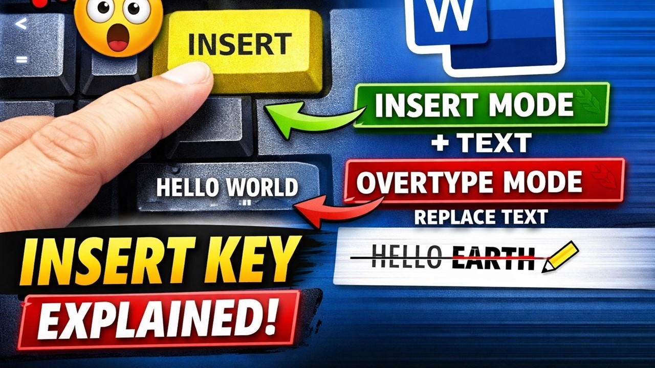 Insert Key in Microsoft Word Explained | Insert vs Overtype Mode