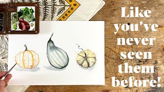 Painting Heirloom Pumpkins Like a Pro! Easy Watercolor Tutorial for Beginners