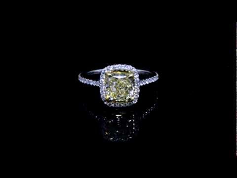 Cushion Cut Engagement Rings-0.31ct Natural Micro Pave Halo Engagement Ring Set 14K White Gold 5436