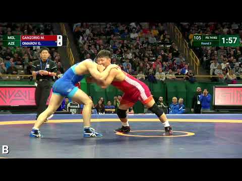 Round 3 FS - 74 kg: M. GANZORIG (MGL) v. G. OMAROV (AZE)