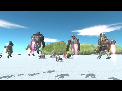 Aquatics VS Mutant Primates with Jet engine - Animal Revolt Battle Simulator