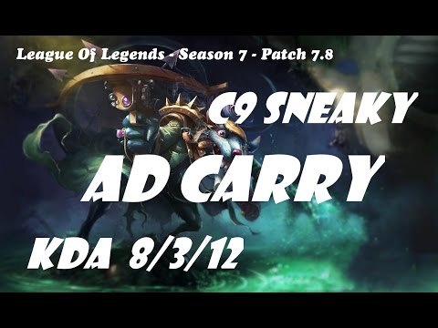 AD Carry - C9 Sneaky Twitch vs Xayah Patch 7.8 - League Of Legends Ranked Challenge