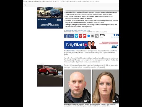 CONNECTICUT COP AND HIS FEMALE PARTNER ARE ARRESTED 'AFTER THEY WERE CAUGHT IN HOTEL ROOM TRYST.'