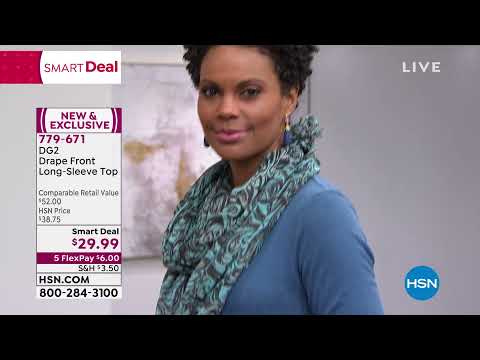 DG2 by Diane Gilman Drape Front LongSleeve Top