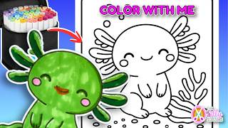Kawaii Axolotl Coloring Page 🫧 | From Line Art to Color | Free Printable Color With Me