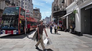 Central London Walking Tour | Charing Cross Rd, Piccadilly Circus, Regent St | 4K HDR City Walk