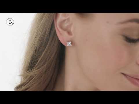 2.00 carat diamond princess earrings in white gold