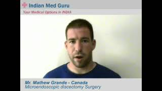 Mr. Mathew Grande, Canada patient video testimonial India