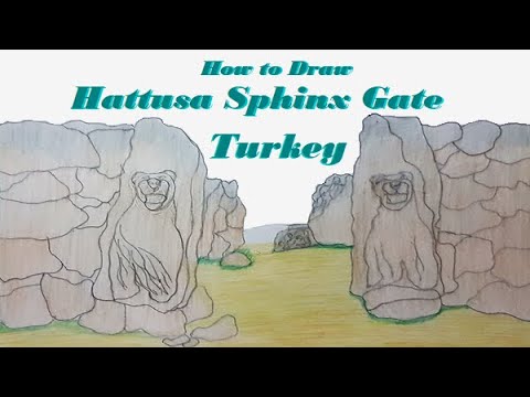 How to Draw Hattusa Sphinx Gate||Draw Turkey's most...