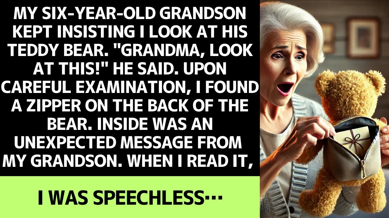 My six-year-old grandson hid a secret message inside his teddy bear. When I discovered it, I…