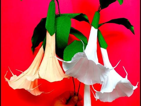 How to make Paper Flowers Brugmansia / Angel Trumpet (flower # 100)
