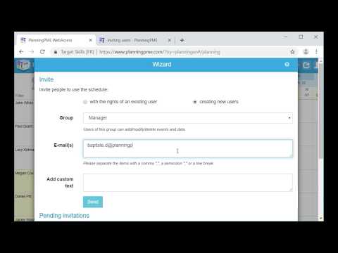 PlanningPME Web Access - How to invite new users in your schedule