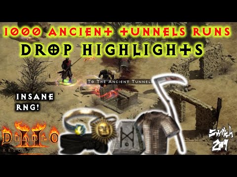 1000 Ancient Tunnels Drop HIghlights! You've NEVER Seen RNG Like This Before! - Diablo 2 Resurrected