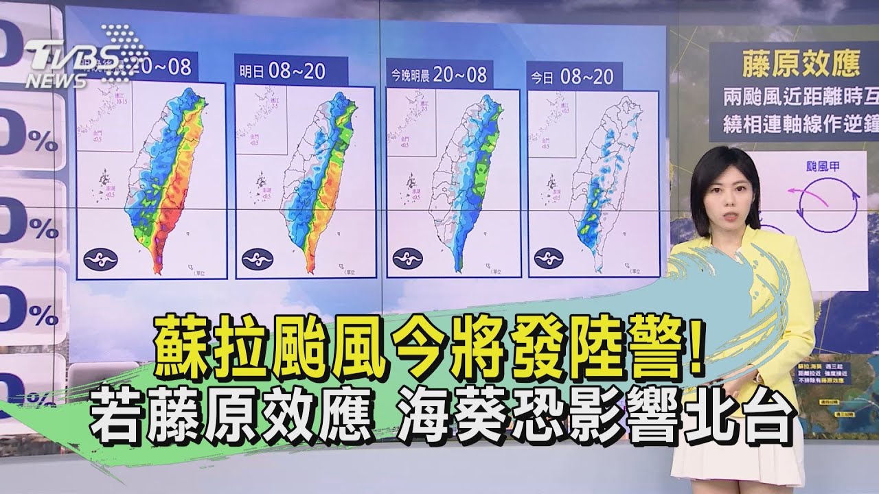 蘇拉颱風今將發陸警!若藤原效應 海葵恐影響北台