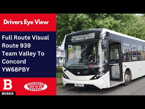 DEV: FULL ROUTE VISUAL | Nexus Bus Route 939 - Team Valley to Concord | YW68PBY