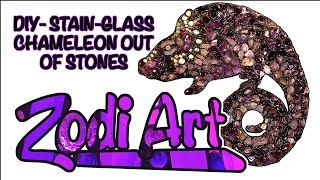 DIY- Stained-glass amethyst stone Chameleon