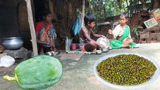 Santali Tribal Mother Cooks Raw Papaya With Green Moong Dal