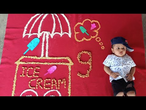 ice cream theme baby photoshoot ideas at home.summer theme baby photoshoot.. mango tree theme..baby